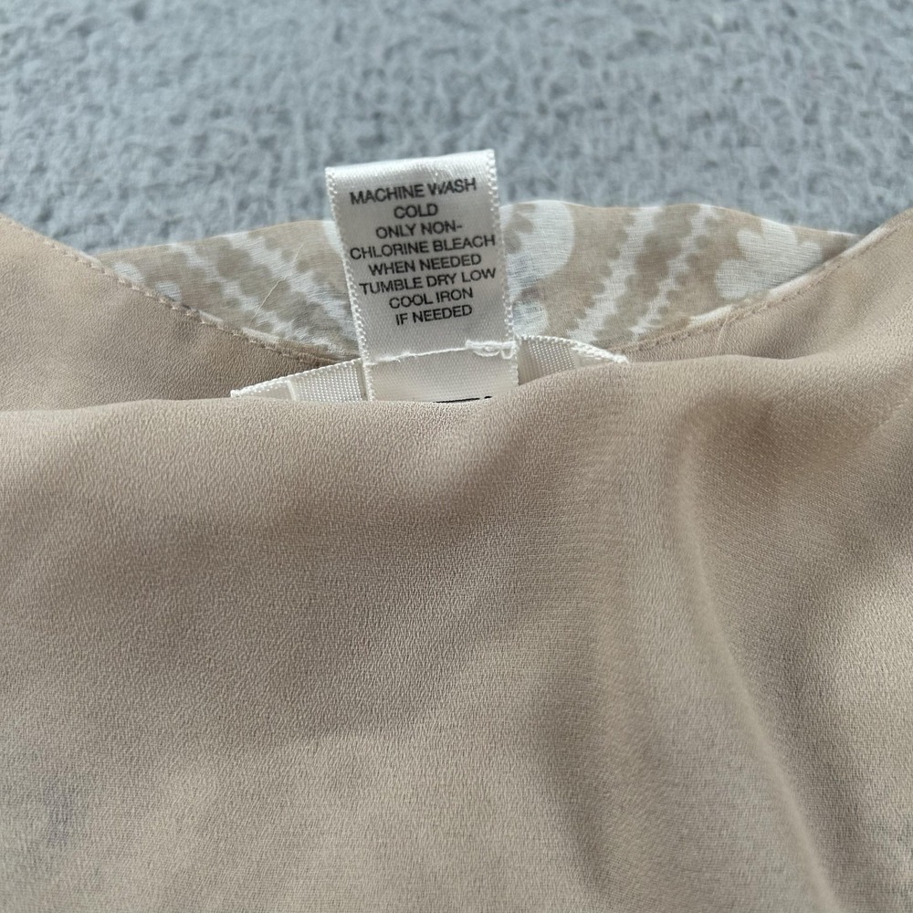 LOFT Blouse Womens 10 Beige Geometric Sleeveless Sweetheart Camisole Lined - Picture 4 of 13